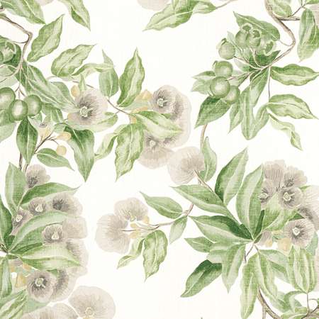 AF24551 CAMELLIA GARDEN Spring on White Anna French Fabric