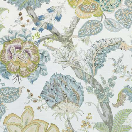 AF78740 KALAMKARI Yellow and Aqua Anna French Fabric