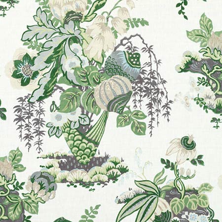 AF9647 FAIRBANKS Green and White Anna French Fabric