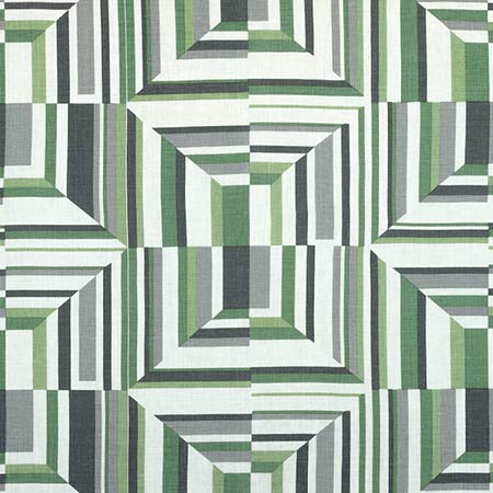 AF9649 CUBISM Green on White Anna French Fabric