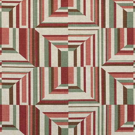 AF9650 CUBISM Red on Flax Anna French Fabric