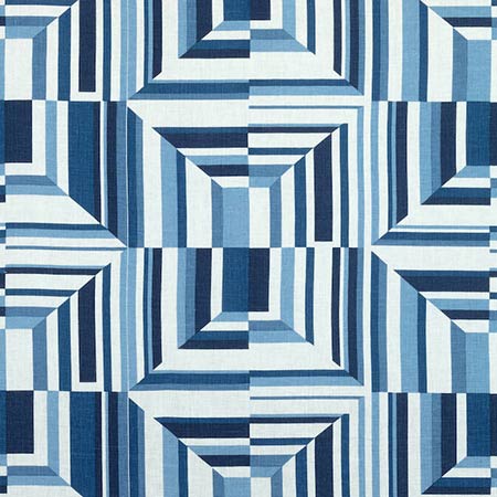 AF9654 CUBISM Navy on White Anna French Fabric