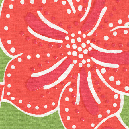 AC125-05 ALBANY MULTICOLOR Multi Magenta Orange on Green Quadrille Fabric