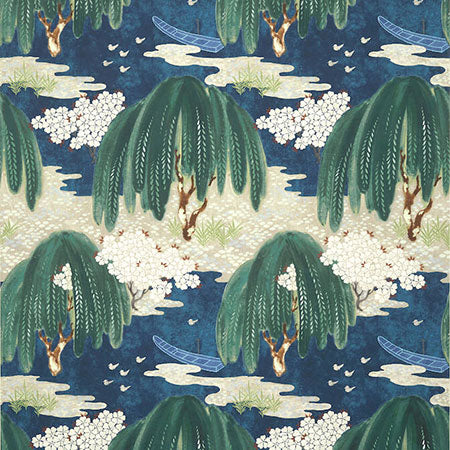 AT23110 WILLOW TREE Navy Anna French Wallpaper