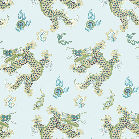 AT23180 DRAGON DANCE Spa Blue Anna French Wallpaper