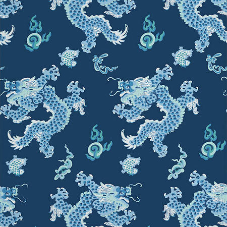 AT23181 DRAGON DANCE Navy Anna French Wallpaper