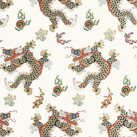 AT23183 DRAGON DANCE Metallic Gold On Neutral Anna French Wallpaper