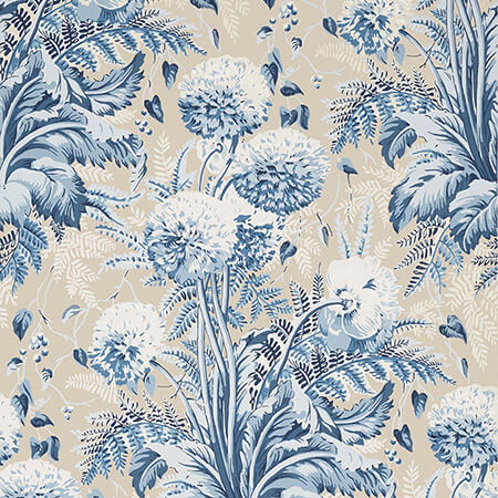 AT24540 DAHLIA Navy On Linen Anna French Wallpaper