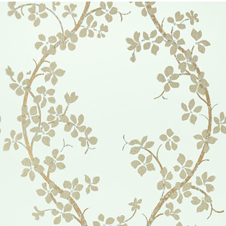 AT6154 ST. ALBANS GROVE Metallic Pewter On Aqua Anna French Wallpaper