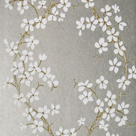 AT6156 ST. ALBANS GROVE White And Silver Anna French Wallpaper