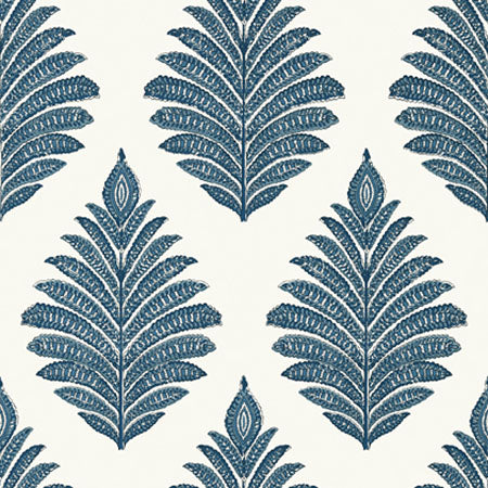 AT78725 PALAMPORE LEAF Blue And White Anna French Wallpaper