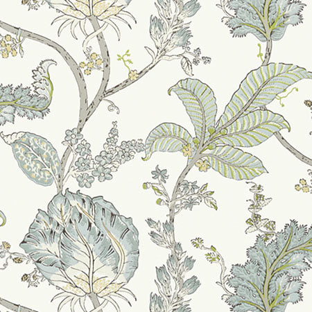 AT78740 KALAMKARI VINE Yellow And Aqua Anna French Wallpaper