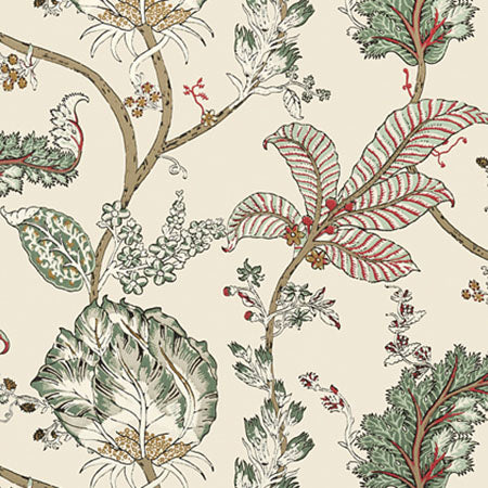 AT78741 KALAMKARI VINE Red And Gold Anna French Wallpaper