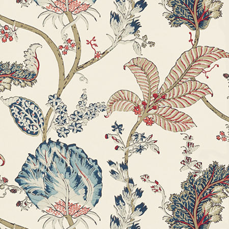 AT78742 KALAMKARI VINE Blue And Red Anna French Wallpaper