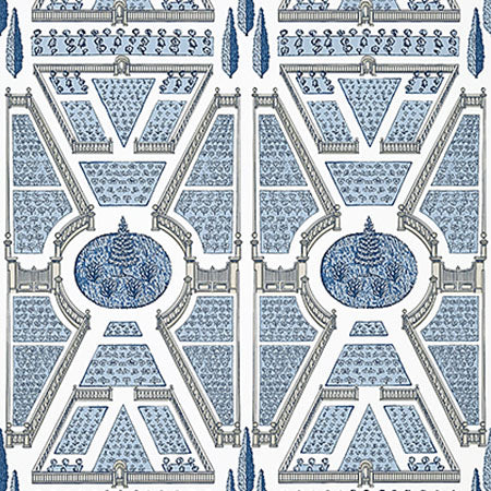 AT9600 AERIAL GARDEN Blue Anna French Wallpaper
