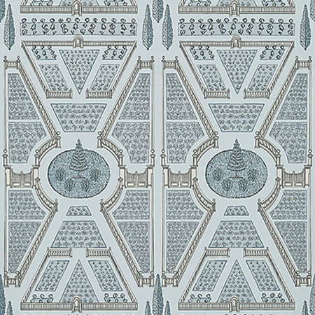AT9601 AERIAL GARDEN Spa Blue Anna French Wallpaper