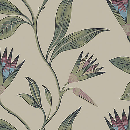 AT9617 CLEO VINE Plum And Blue Anna French Wallpaper