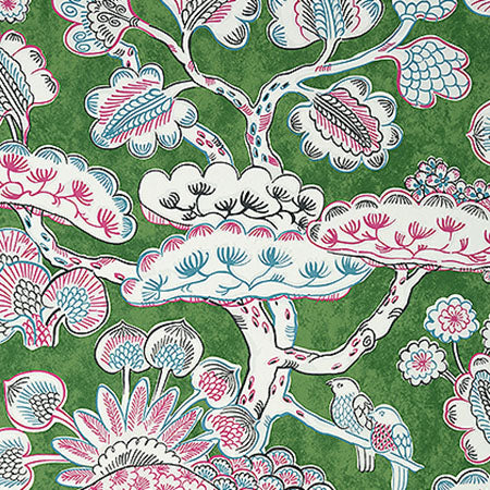 AT9866 TREE HOUSE Pink And Green Anna French Wallpaper