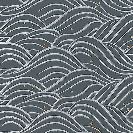 AT9876 WAVES Charcoal Anna French Wallpaper