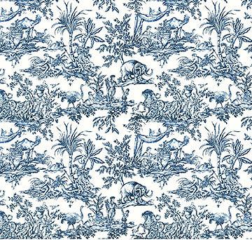 ATWW15171 ANTILLES TOILE Navy Anna French Wallpaper