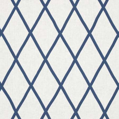 AW78708 TARASCON TRELLIS APPLIQUE Navy on White Anna French Fabric