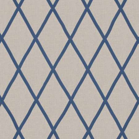 AW78713 TARASCON TRELLIS APPLIQUE Navy on Natural Anna French Fabric