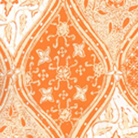 6630-04WP BALINESE BATIK Orange Cream On White Quadrille Wallpaper