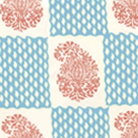 5090-05WP BANGALORE New Shrimp New Blue Quadrille Wallpaper