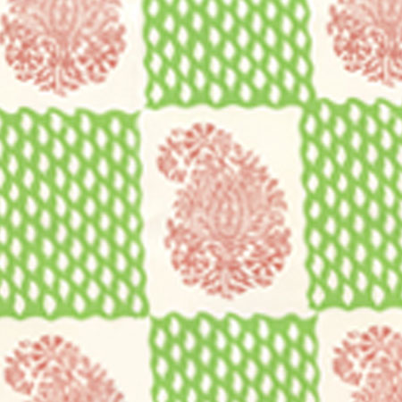 5090-07WP BANGALORE New Shrimp Grass Green Quadrille Wallpaper