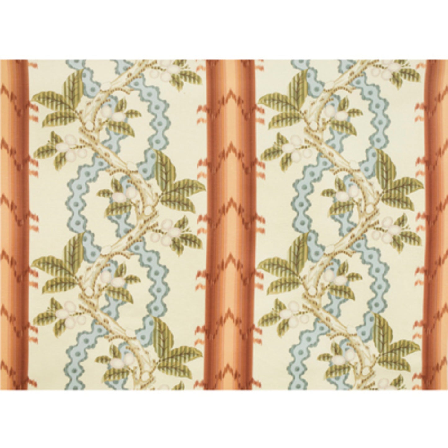 BR-79510-677 JOSSELIN COTTON AND LINEN PRINT RUST AND BLUE BRUNSCHWIG & FILS