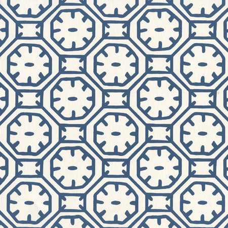 8150WP-10 CEYLON BATIK Navy On Almost White Quadrille Wallpaper