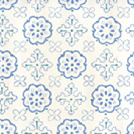 306306W CRAWFORD Multi Blues On Almost White Quadrille Wallpaper