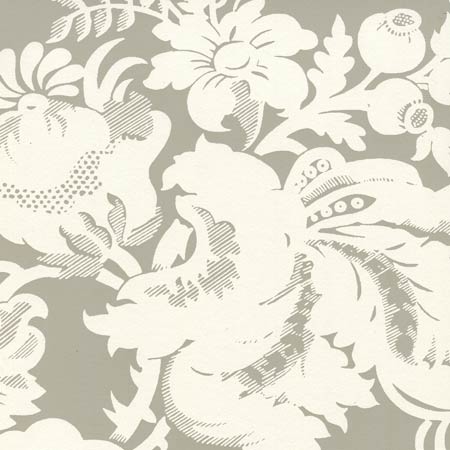 306586W DES GARDES REVERSE Gray On Off White Quadrille Wallpaper