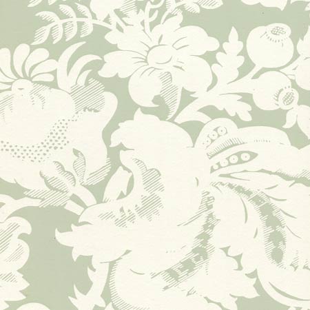 306582W DES GARDES REVERSE Soft French Green On Off White Quadrille Wallpaper