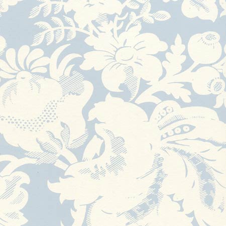 306581W DES GARDES REVERSE Soft Windsor Blue On Off White Quadrille Wallpaper