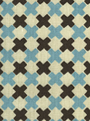 4120-14 DOUBLE CROSS New Blue with Brown Quadrille Fabric