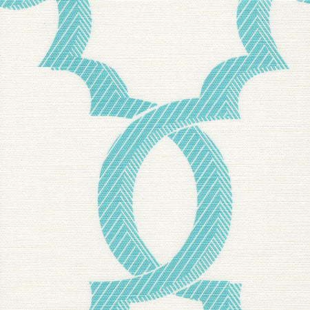 303700F-02 EL CID Turquoise on Light Tint Quadrille Fabric