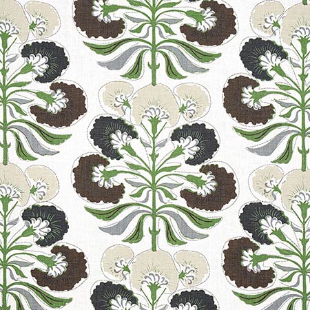 F916214 TYBEE TREE Black and Green Thibaut Fabric