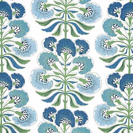 F916215 TYBEE TREE Green and Blue Thibaut Fabric