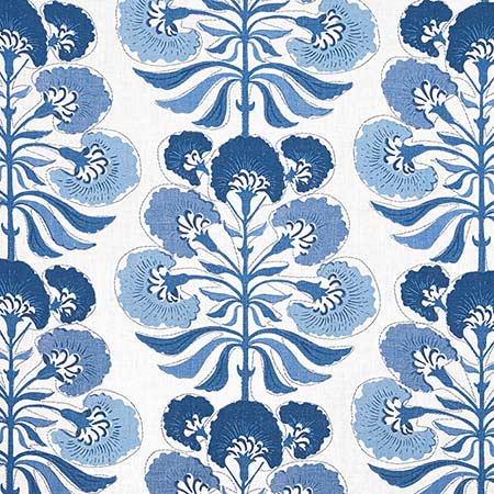 F916217 TYBEE TREE Blue and White Thibaut Fabric