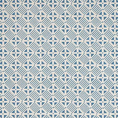 F916224 PLAZA Blue on Natural Thibaut Fabric