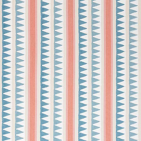 F916237 LOMITA STRIPE French Blue and Coral Thibaut Fabric