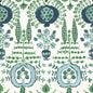 F916240 MENDOZA SUZANI Blue and Green on White Thibaut Fabric