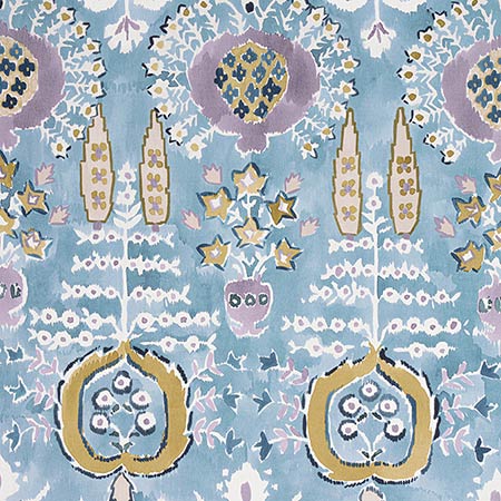 F916244 MENDOZA SUZANI French Blue and Lavender Thibaut Fabric