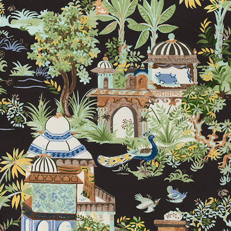 F920825 MYSTIC GARDEN Black Thibaut Fabric