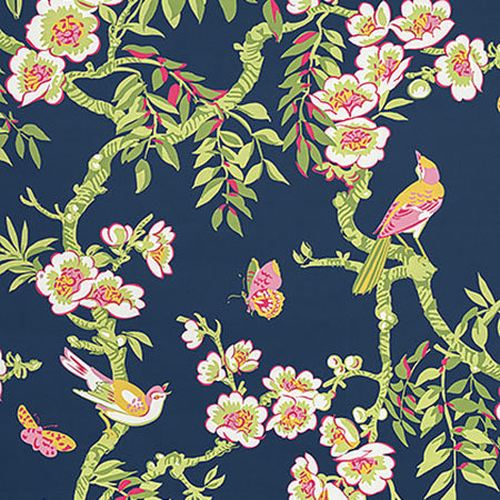 F920846 YUKIO Navy and Pink Thibaut Fabric