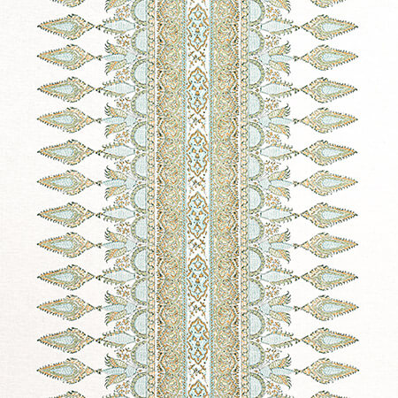 F936408 AKOLA STRIPE Seaglass and Gold Thibaut Fabric