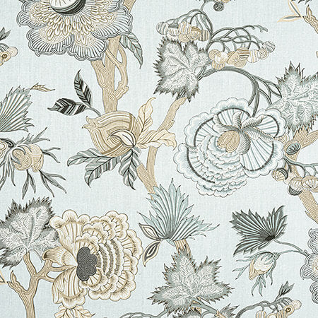 F936420 INDIENNE JACOBEAN Robin's Egg
 Thibaut Fabric