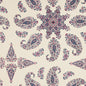 F936430 EAST INDIA Raspberry and Blue on Natural Thibaut Fabric