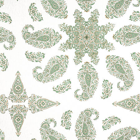 F936442 EAST INDIA Green and White Thibaut Fabric